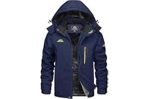 KEFITEVD Veste de Ski d'hiver Imperméable pour Homme Polaire Snowboard Vestes Pêche Randonnée Manteau avec Capuche Amovible