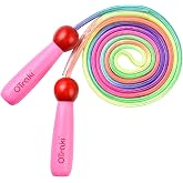 OTraki Rainbow Jump Rope for Kids, Adjustable Jump Ropes for Kids, Wooden Handle Jump Rope for Girls/Boys, Exercise Jump Rope