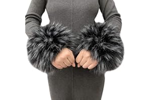 Asudaro Winter Warm Manchettes Bracelet Gants de Fausse Fourrure Jambières Chauffe-Bras Poignets de Fourrure Manchons pour Femmes Filles