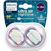 Philips Avent Ultra Air Night Pacifier 6-18 Months, Pack of 2, Girls