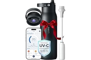 LARQ PureVis 2 1L – Bouteille d’eau Smart auto-nettoyante avec purificateur UV et paille filtrante, Acier inoxydable isolé, App Smart de suivi, Poignée détachable, Garantie 2 ans, Obsidian Black