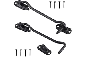 Tahbarshi 2 Pièces Crochet Porte, Crochet de Cabine Oeil Porte Loquet en Acier Inoxydable avec Vis Crochet Fermeture Porte - Noir/Argent（4/6/8inch） (Schwarz, 6inch)