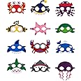 TOPWAYS Ocean Animals Halloween Party Masks for Kids, 12PCS Under The Sea Marine Octopus sharks Felt Masks with Elastic Rope for Party Favors Halloween Party