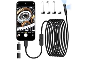 TAICHAEU Endoscope Inspection Camera with Light- 1920P HD Dual Lens Camera Borescope with 8 LED Lights IP67 Waterproof for Android and iOS, iPhone, iPad(16.4 FT/5M)