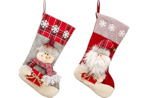 GLAITC Große Weihnachtsstrümpfe 2 Stück Nikolausstiefel zum Befüllen Weihnachtsstrümpfe Set Hängende Strümpfe auf Kamin Weihnachtsstrumpf Weihnachtsbaum Anhänger für Weihnachtsfeier Dekorieren