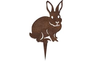 Dkant Decoracion Jardin Exterior Conejo de Metal (23x30 cm) - Figuras Jardin - Estacas Decorativas para Jardin - Animales Decorativos de Exterior para Clavar en la Tierra