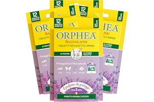 Orphea 4X Salvalana Foglietti per Cassetti e Armadi Protegge Lana e Fibre Naturali al Profumo di Lavanda Maillette - 4 Confezioni da 12 Foglietti Ognuna
