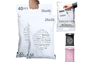 ‎EMBALLAX 40 Versandtaschen MIT VERSANDSCHEIN - 2 Größen M/XL - 100% UNDURCHSICHTIG/WIDERSTANDSFÄHIG - Versandtüten für Kleidung - Warensendung Umschlag für Kartons - Versandbeutel mit Griff - Versandtasche