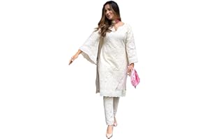 INDACORIFY Baumwolle, schöne Stickerei, Kurti-Hose, lässiges, festliches Partykleid