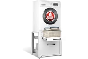 RELLES Untergestell mit Schublade und Ablage, 500 kg Tragkraft, Unterbau aus Stahl, 62x62x57,5 cm (LxBxH), Podest für Waschmaschine und Trockner, Unter Schrank Erhöhung, Höhenverstellbare Füße