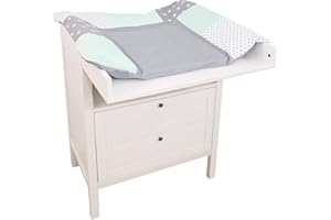 ULLENBOOM ® Wickelauflagenbezug 75x85 cm Mint Grau (Made in EU) - abnehmbarer Bezug für Wickelauflage 85x75, Baby Überzug für Wickelunterlage aus Baumwolle, Wickelbezug für Wickeltisch