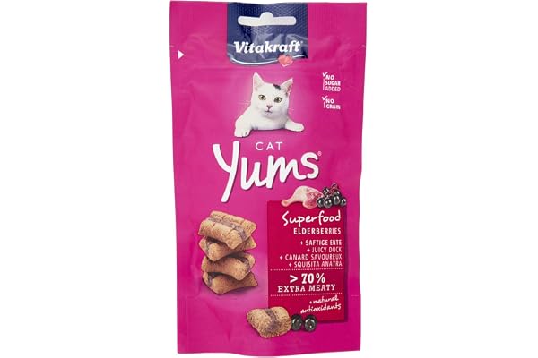 VITAKRAFT Cat Yums Superfood - Bouchées moelleuses aux baies de sureau - 1 sachet de 40g