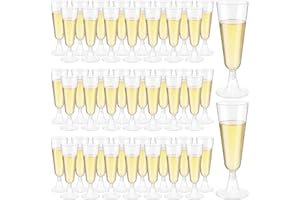 JMIATRY 100 Copas Plastico Duro 150 ml, Copas de Champán de Plástico, Copas de Vino de Plástico reutilizable para Bodas, Cumpleaños, Fiestas