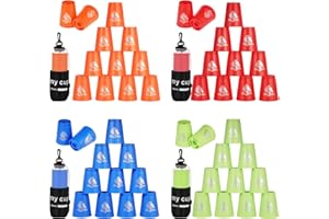 yeesport 48 Pcs Sport Stacking Cups, Sport Training Game for Challenge Competition, Plastic Stacking Cups, Classic Family Game for Kids and Adults, Red+Blue+Green+Orange