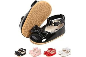 AISPRTS Baby Girls First Walking Shoes Mary Jane PU Leather Anti-Slip Princess Shoes Infant Baby Shoes