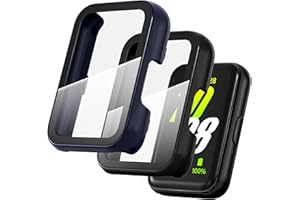 Diruite 2-Pack Case for Samsung Galaxy Fit 3 Tempered Glass Screen Protector,Ultra Thin HD Scratch Resistant PC Protective Cover,Black&Blue