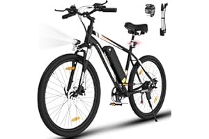 ELEKGO Bicicletta Elettrica, 26 Pollici, Mountain Bike Elettrica, Batteria al Litio Rimovibile 36V 12Ah, Motore Da 250 W, Bicicletta Elettrica a 7 Velocità, Autonomia 35-90KM