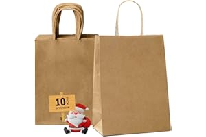 GIFTSAY 10pc Bolsas de Papel Marrón con Asas 15X8X21cm Pequeñas Bolsas de Regalo para Bodas, Bolsas de Papel Kraft Resistentes, Bolsas de la Compra, Bolsas de Mercancía al por Menor Bolsas