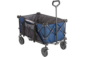 Gorilla Carts 7 Kubikfuß Faltbarer Festivalwagen, XXL All-Terrain Utility Campingwagen mit übergroßem Bett und Getränkehaltern, 185L, Blau