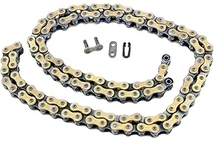 BISOMO Drive Chain, Roller Chain - Regina Gold Chain Type 420 112 Wheels - Open with Clip for Simson KR51 S50 Duo