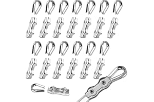 PuretéavHom 28 Pezzi M3 Morsetti per Filo Stendibiancheria Set 14 Pezzi Duplex Morsetti per Cavo Acciaio & 14 Pezzi Ditali a Fune Metallica Inox per Tenda Fissa Appendere Bandiera Ancoraggio Fune