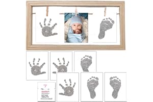 BUSHBABY Baby Hand and Footprint Kit, Inkless Baby Prints Handprint & Feet Photo Frame, Pet Dog Paw Print, New Baby Gifts Newborn Boy Girl, Baby Shower Gifts for Mum, Keepsake Present Unique Gift
