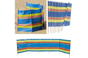 PriceKingX Windbreak 5,6,8 Pole, Tall Wind Break for Holiday Camping, Caravan, Festival and Beach Windbreaker Sun Screen Shelter Garden -Blue
