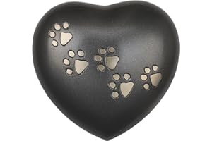 Royal Rapture Urn for ashes Paw Heart Funeral Cremation Memorial Keepsake Pet Dog Cat |Without Stand (Black 5") RHP03-02