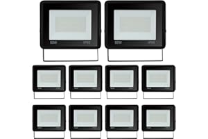 Yakimz Focos LED de 50 W, Proyectores LED para exteriores, 6000 K, blanco frío, iluminación de seguridad, 4250 lm, superbrillante, IP66, resistente al agua, para terraza, campo deportivo, 10 piezas