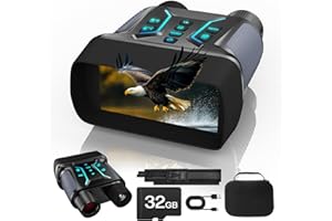 ZIMOCE Binoculares Visión Nocturna 4K, 36MP Binoculares Visor Nocturno con Zoom Digital 8X, Recargables 4500mAh, Pantalla HD de 4,5", 7 Niveles Visión Infrarroja, Cámping, Tarjeta TF de 32 GB