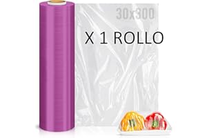 MARCPRINT Rollo Film Transparente Alimentario (30X300) - Ideal para Envolver Alimentos y Cubrir Bandejas (1 Rollo)