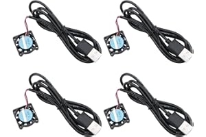 Rowiz Mini 25mm 5V Cooling Fan with USB Interface DC Brushless Fan for PCB/Notebook/Graphics Card/Raspberry Pi/Printer, Pack of 4