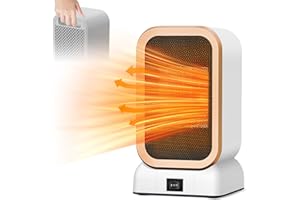 Journeyside Stufetta Elettrica Basso Consumo, Mini Stufetta Elettrica Ceramica 1000w, Termostato Regolabile, 2 Impostazioni di Temperatura, per Camper, Ufficio Riscaldamento di Camere Da Letto