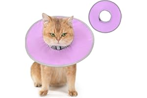 Avont Collar de Recuperación para Gato – Elizabethan E-Collar Ligero para Cirugía y Heridas, Antilamer Antiarañazo, Ajustable para Gatos y Gatitos -M， Púrpura