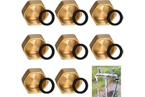 YUEHUABAO 8PCS Brass End Cap, 3/4" Blanking Nut With Internal Thread, Hexagonal Garden Hose Female End VAP, 8PCS Sealing Washer for Radiator Valve Pipe Fittings