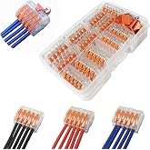Compact Cable Connector, CTRICALVER 12pcs 5 Ports Compact Conductor Wire Connectors Spring Terminal Block Kits and Mounting C