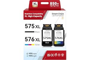 ColoWorld bläckpatroner 575 576 XL multipack – kompatibla med Canon 575 576/PG-575XL CL-576XL – upp till 850 sidor för Pixma