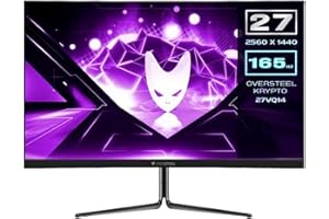 Oversteel - KRYPTO monitor gamingowy QLED 27'' QHD (2560x1440), panel VA, 16:9, zakrzywiony R1500, 1 ms, 144 Hz, 2x HDMI, Display Port, czarny