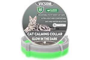 VICSOM Collares Calmantes para Gatos, Luminoso Collar Calmante para Gatos, Seguro Natural para Gatos Luminoso Collares, Regulable Impermeable Feromona Calmante para Gatos Diferentes 18.9In Gris 1Pack