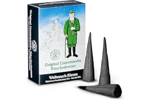 Crottendorfer Räucherkerzen Weihrauch-Riesen XXL (1 x 20 Stück) – Kräftiger Weihrauch vermischt mit Einer exquisiten Vanillenote – Höhe 7,8cm, Ø 2cm – 45 Min. Brenndauer pro Räucherkegel