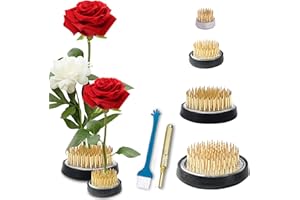 Leikurvo 4 unidades de flores Kenzan, arreglo floral redondo, con corrector y cepillo de limpieza, aguja de latón Ikebana (23 mm/34 mm/40 mm/46 mm)