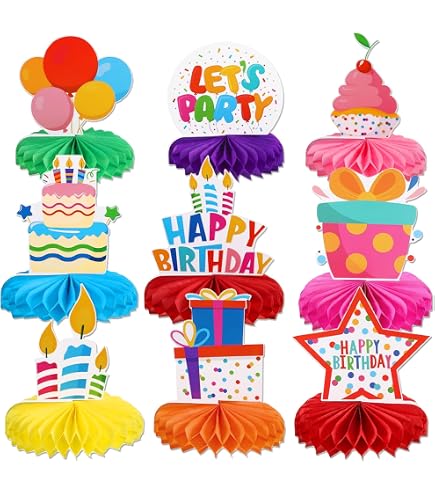 Centrotavola A Nido D'Ape Per Feste A Tema Moto – 8 Pezzi Con Scritta Happy Birthday, Per Compleanni E Baby Shower