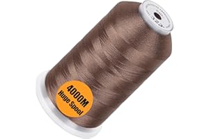 New brothread - Single Huge Spool 4000M/Each Polyester Machine Embroidery Thread 40WT for Commercial and Domestic Machines - Light Brown