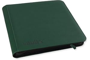 Vault X Premium Exo-Tec Zip Binder 12 Pocket, 20 Double-Sided Pages for 480 Side-Loading Slots for Board, Collectible or Trading Card Game Protective Folder Album (Green)