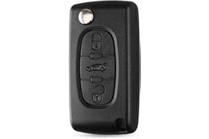 HooRLZ Coque Clé Peugeot 207, Compatible pour Peugeot 207 307 407 208 308 408, Citroën C2 C3 C4 C5 Berlingo Grand Picasso, Boitier Clé 407, TéLéCommande Citroën, Clef Peugeot 308 - 3 Boutons, CE0536
