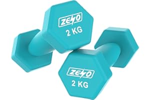 ZENO Dumbbells Set Of 2 | Dumbbells for Women | Hexagon Neoprene Weights | Hand Weights for Women | Anti-Slip & Sweat Resistant Dumbells