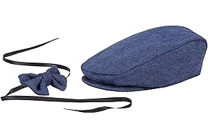 MATISSA Berretto e papillon per neonato, modello Newsboy, set Gatsby Cap Pageboy, cappello da golf (blu navy (6)), Multicolore