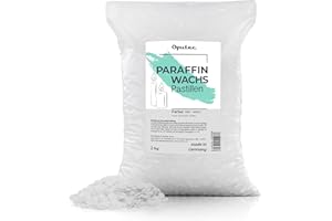 Oputec 2 kg de pastillas de cera de parafina para velas: cera de velas blanca, para hacer velas, cera para verter, fabricación y recarga propias velas, fabricado en Alemania