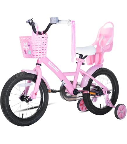 Bici Bambina 12 Pollici Con Rotelle E Freno | Bianca E Rosa Per 3-5 Anni Kinder