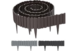 Suusolny Holzoptik Rasenkante Kunststoff Beetumrandung Garten Holzmaserung imitiert Mähkante Palisade Flexibler Holzzaun Gartendeko Gartenpalisade Gartenzaun Umzäunung - Braun - 8 Stück - 4.6m